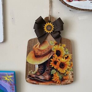 Rustic Sunflower Wall Decor with Brown Bow